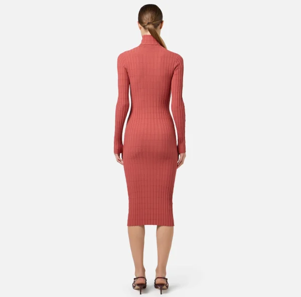 Elisabetta Franchi Abiti Midi | Abiti In Maglia^Abiti midi in viscosa a coste con bottoniera Ombretto