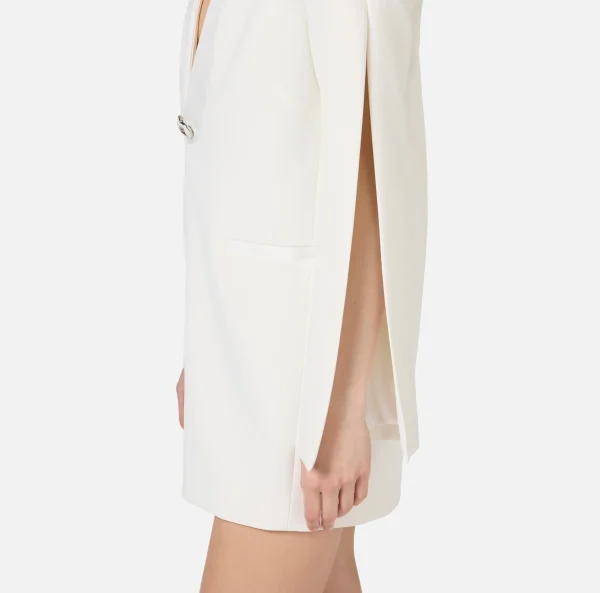 Elisabetta Franchi Mini Abiti | Abiti^Abito boxy in crêpe con revers in raso Avorio