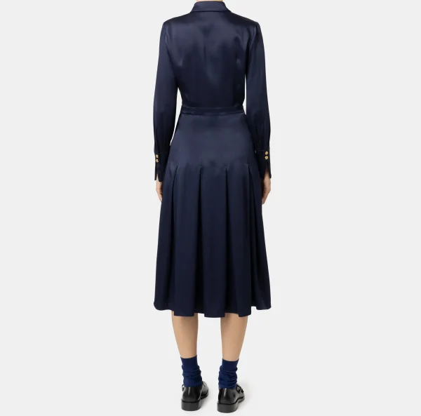 Elisabetta Franchi Abiti Midi | Abiti^Abito chemisier in crêpe con tasche Navy
