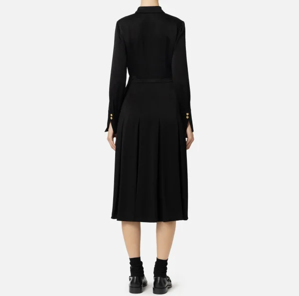 Elisabetta Franchi Abiti Midi | Abiti^Abito chemisier in crêpe con tasche Nero