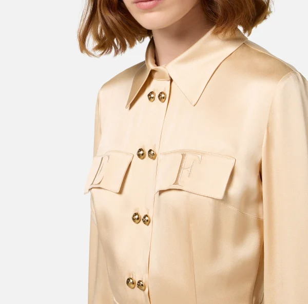 Elisabetta Franchi Abiti Midi | Abiti^Abito chemisier in crêpe con tasche Crema