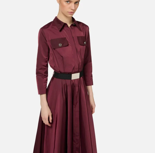 Elisabetta Franchi Abiti Midi | Abiti^Abito chemisier midi in nylon con cintura RougeNoir