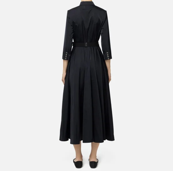 Elisabetta Franchi Abiti Midi | Abiti^Abito chemisier midi in nylon con cintura Nero