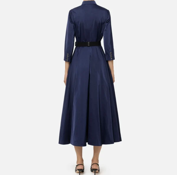 Elisabetta Franchi Abiti Midi | Abiti^Abito chemisier midi in nylon con cintura Navy
