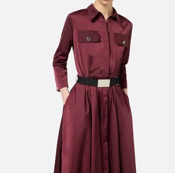 Elisabetta Franchi Abiti Midi | Abiti^Abito chemisier midi in nylon con cintura RougeNoir
