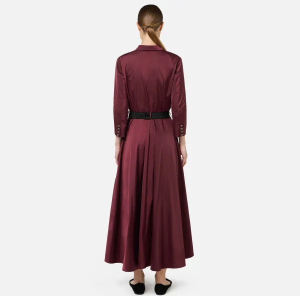 Elisabetta Franchi Abiti Midi | Abiti^Abito chemisier midi in nylon con cintura RougeNoir
