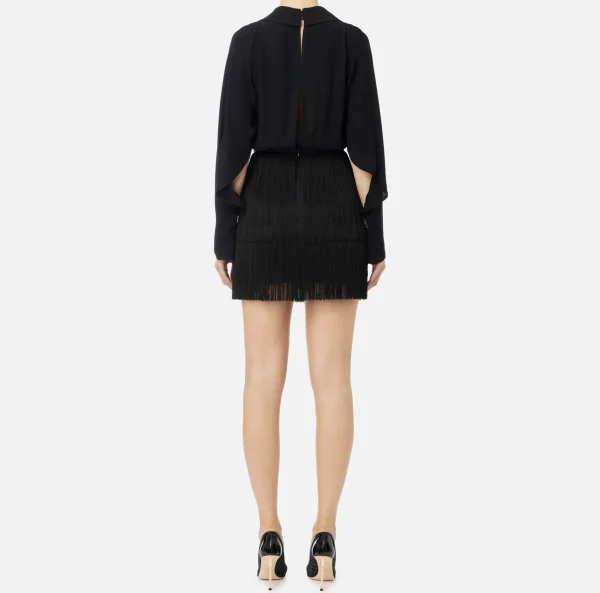 Elisabetta Franchi Mini Abiti | Abiti^Abito frange con camicia e foulard Nero