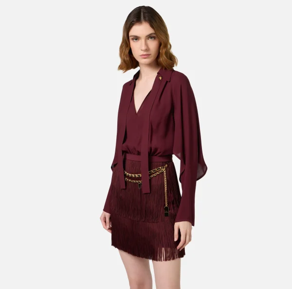 Elisabetta Franchi Mini Abiti | Abiti^Abito frange con camicia e foulard Navy