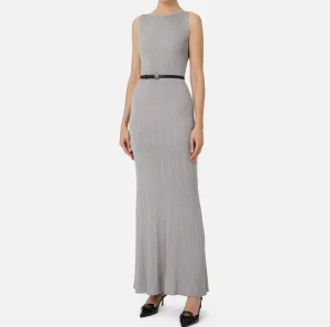 Elisabetta Franchi Abiti In Maglia | Abiti^Abito lungo in viscosa a costina plissé Silver