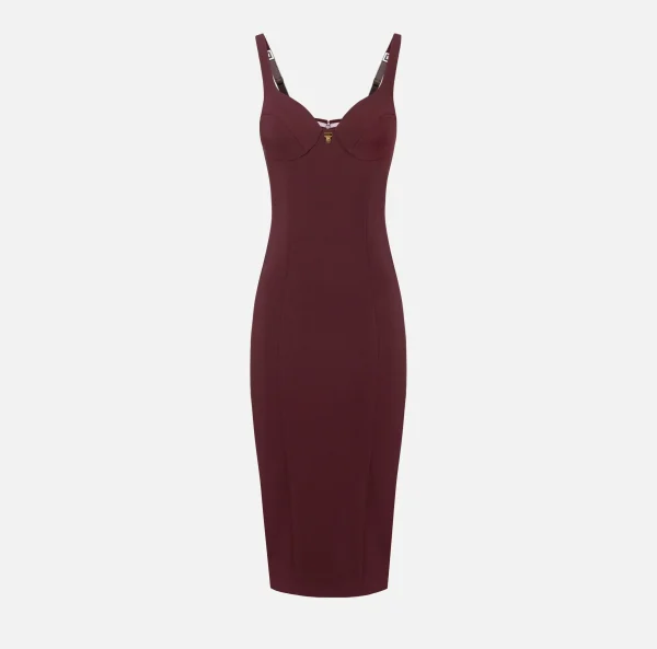 Elisabetta Franchi Abiti Midi | Abiti Tubino^Abito midi in crêpe stretch taglio coppe RougeNoir
