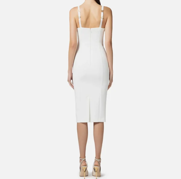 Elisabetta Franchi Abiti Midi | Abiti Tubino^Abito midi in crêpe stretch taglio coppe Avorio