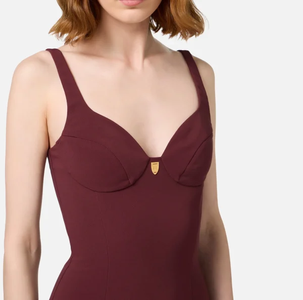 Elisabetta Franchi Abiti Midi | Abiti Tubino^Abito midi in crêpe stretch taglio coppe RougeNoir