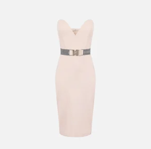 Elisabetta Franchi Abiti Midi | Abiti Tubino^Abito midi in fresco lana con cintura Lattice