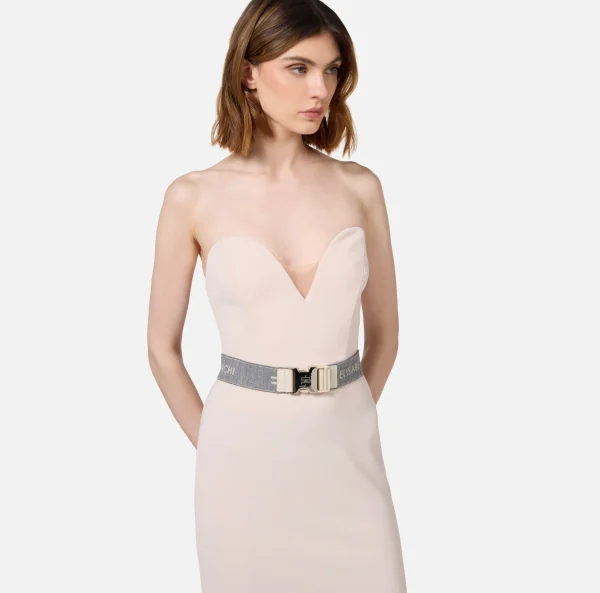 Elisabetta Franchi Abiti Midi | Abiti Tubino^Abito midi in fresco lana con cintura Lattice