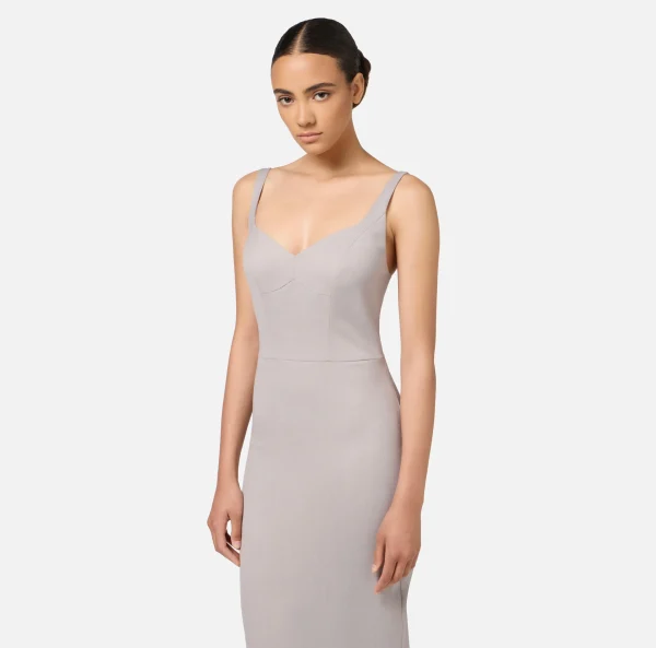 Elisabetta Franchi Abiti Midi | Abiti Tubino^Abito midi in fresco lana mélange Perla