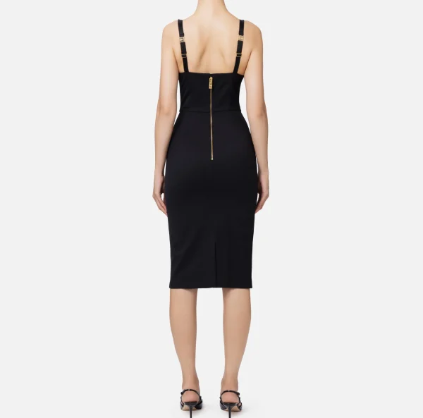 Elisabetta Franchi Abiti Midi | Abiti Tubino^Abito midi in fresco lana mélange Nero