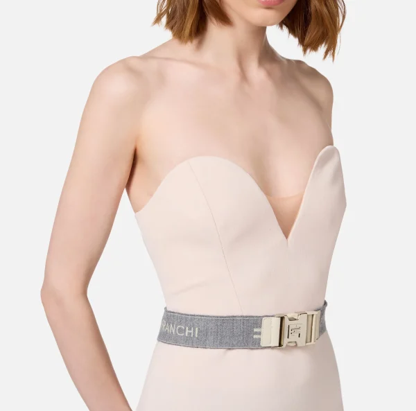 Elisabetta Franchi Abiti Midi | Abiti Tubino^Abito midi in fresco lana con cintura Lattice
