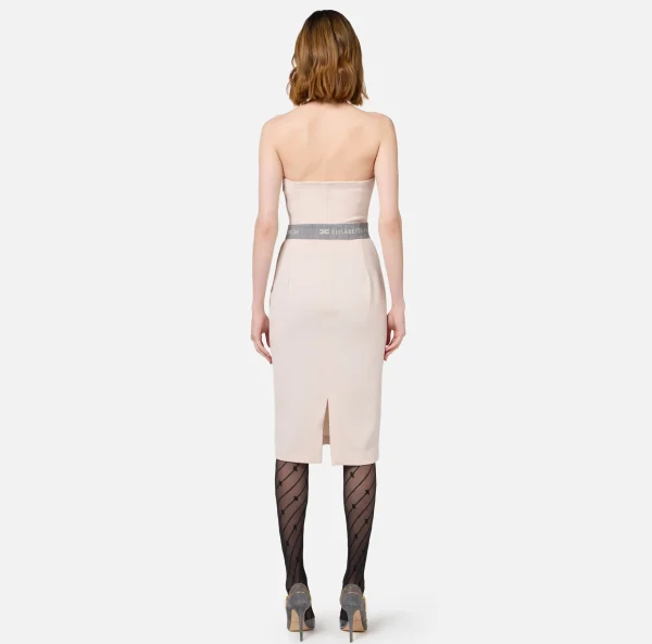 Elisabetta Franchi Abiti Midi | Abiti Tubino^Abito midi in fresco lana con cintura Lattice