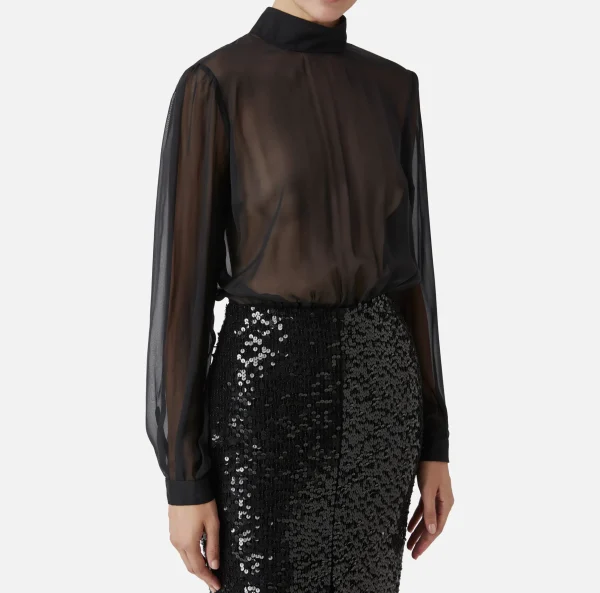 Elisabetta Franchi Abiti Midi | Abiti^Abito midi in georgette di seta ricamata con paillettes Nero