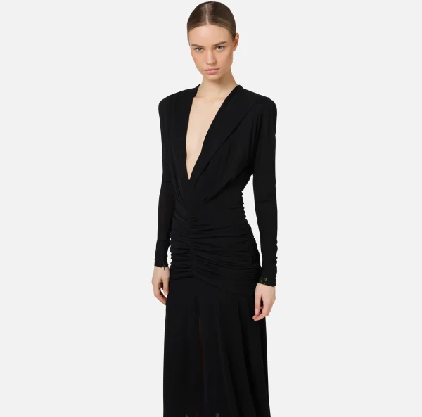 Elisabetta Franchi Abiti Midi | Abiti^Abito midi in jersey con cappuccio Nero