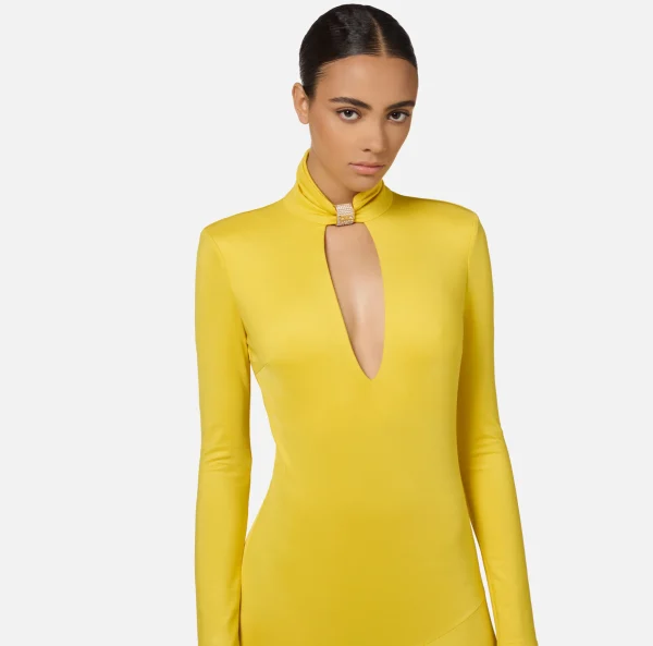 Elisabetta Franchi Abiti Midi | Abiti^Abito midi in jersey con accessorio gioiello Mimosa