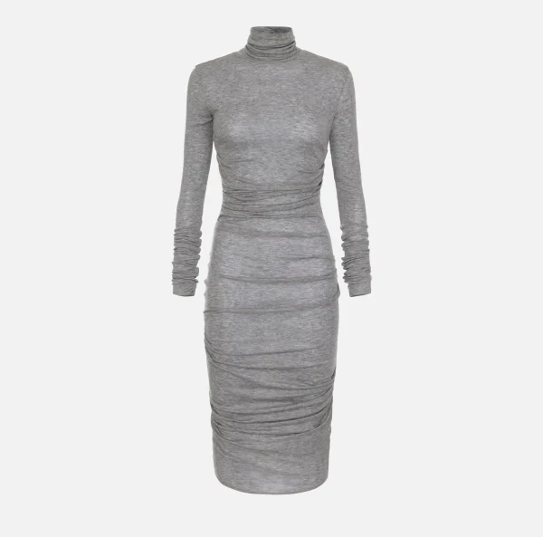 Elisabetta Franchi Abiti Midi | Abiti^Abito midi in jersey e lana con logo SteelMelange