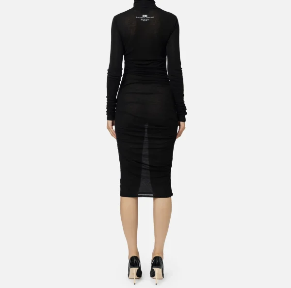 Elisabetta Franchi Abiti Midi | Abiti^Abito midi in jersey e lana con logo Nero
