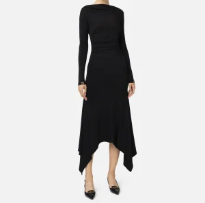Elisabetta Franchi Abiti Midi | Abiti^Abito midi in jersey fluido con drappeggio Nero