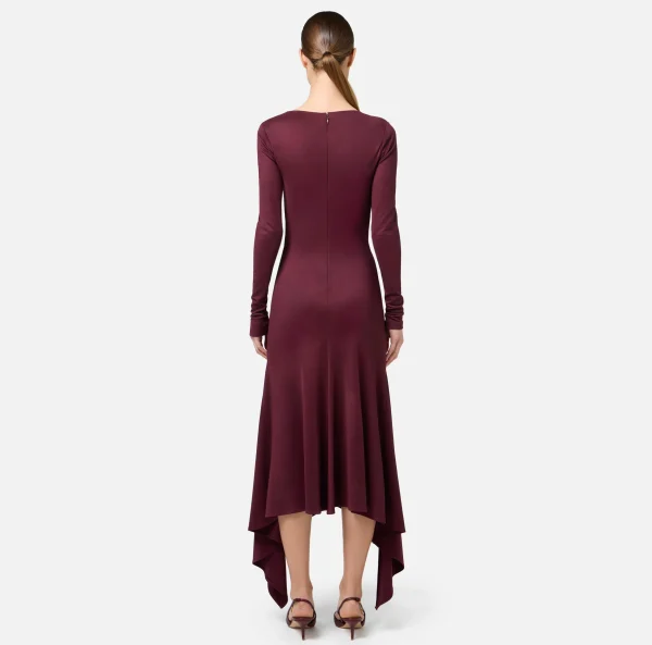 Elisabetta Franchi Abiti Midi | Abiti^Abito midi in jersey fluido con drappeggio RougeNoir