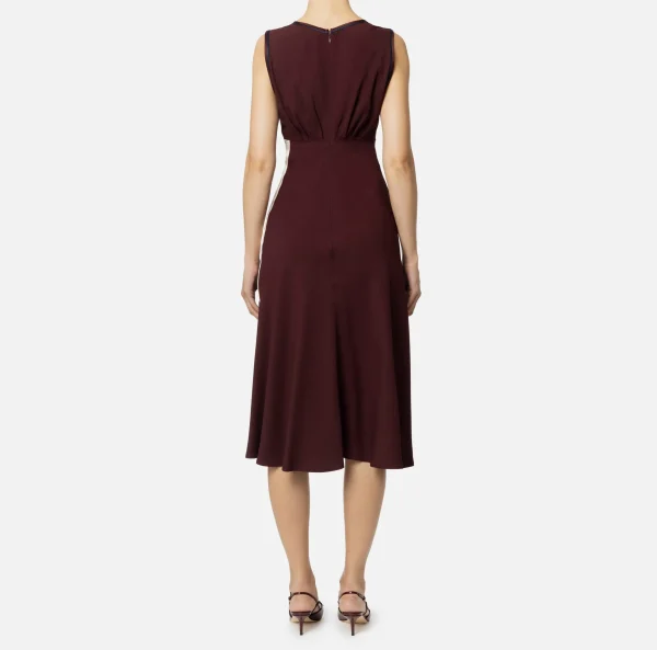 Elisabetta Franchi Abiti Midi | Abiti^Abito midi in satin con bande Rougenoir/Navy/Burro