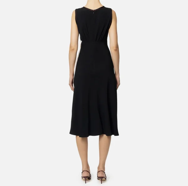 Elisabetta Franchi Abiti Midi | Abiti^Abito midi in satin con bande Nero/RougeNoir/Burro