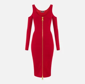 Elisabetta Franchi Abiti Midi | Abiti In Maglia^Abito midi in viscosa con zip RedPassion