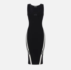 Elisabetta Franchi Abiti Tubino | Abiti Midi^Abito midi in viscosa con bande logo Nero/Burro