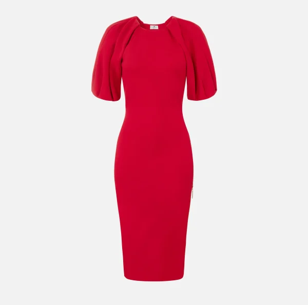 Elisabetta Franchi Abiti Midi | Abiti In Maglia^Abito midi in viscosa con dettaglio zip RedPassion
