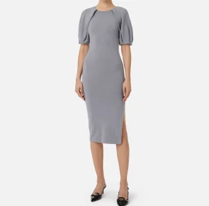 Elisabetta Franchi Abiti Midi | Abiti In Maglia^Abito midi in viscosa con dettaglio zip Steel