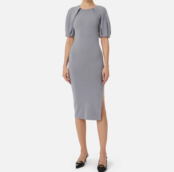 Elisabetta Franchi Abiti Midi | Abiti In Maglia^Abito midi in viscosa con dettaglio zip Steel