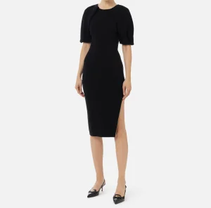 Elisabetta Franchi Abiti Midi | Abiti In Maglia^Abito midi in viscosa con dettaglio zip Nero