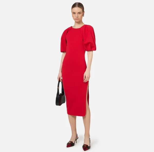 Elisabetta Franchi Abiti Midi | Abiti In Maglia^Abito midi in viscosa con dettaglio zip RedPassion