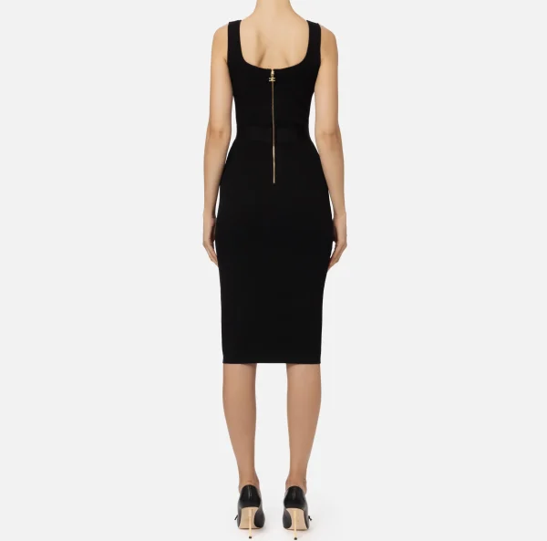 Elisabetta Franchi Abiti Midi | Abiti In Maglia^Abito midi in viscosa con catena Nero