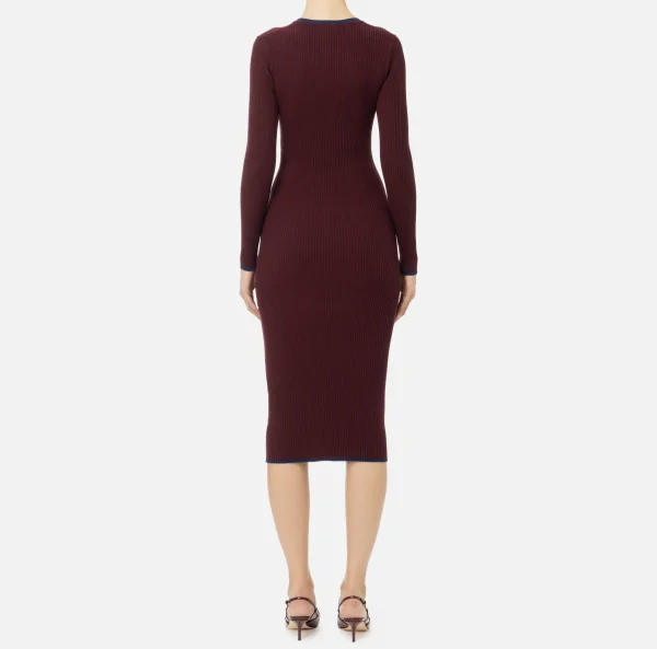 Elisabetta Franchi Abiti Midi | Abiti In Maglia^Abito midi in viscosa con logo a contrasto Oro
