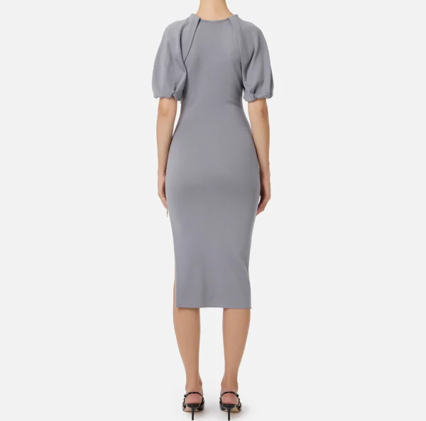 Elisabetta Franchi Abiti Midi | Abiti In Maglia^Abito midi in viscosa con dettaglio zip Steel