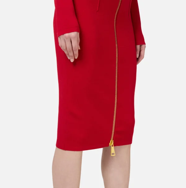 Elisabetta Franchi Abiti Midi | Abiti In Maglia^Abito midi in viscosa con zip RedPassion