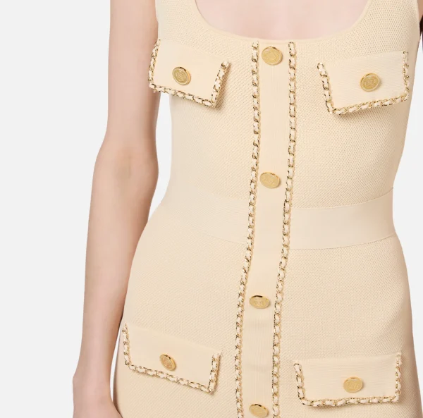 Elisabetta Franchi Abiti Midi | Abiti In Maglia^Abito midi in viscosa con catena Crema