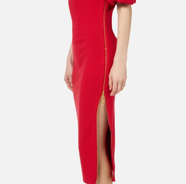 Elisabetta Franchi Abiti Midi | Abiti In Maglia^Abito midi in viscosa con dettaglio zip RedPassion