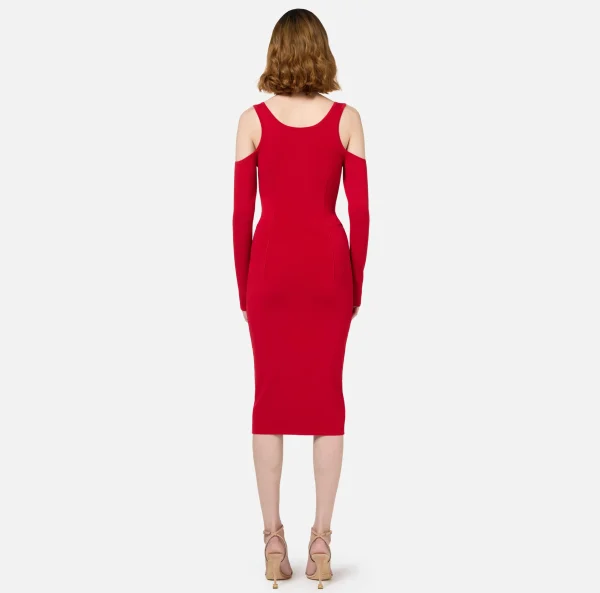 Elisabetta Franchi Abiti Midi | Abiti In Maglia^Abito midi in viscosa con zip RedPassion