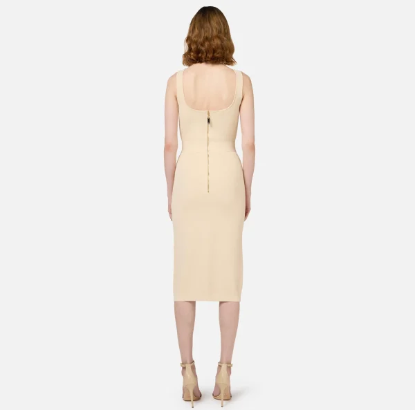 Elisabetta Franchi Abiti Midi | Abiti In Maglia^Abito midi in viscosa con catena Crema