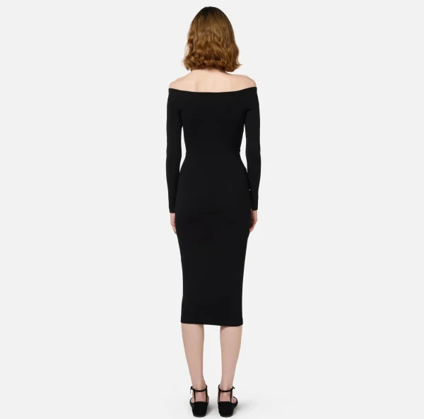 Elisabetta Franchi Abiti Midi | Abiti In Maglia^Abito midi in viscosa con bottoni sullo spacco Nero