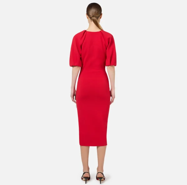 Elisabetta Franchi Abiti Midi | Abiti In Maglia^Abito midi in viscosa con dettaglio zip RedPassion