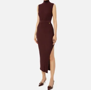 Elisabetta Franchi Abiti In Maglia | Abiti^Abito midi in viscosa e lurex a costine RougeNoir