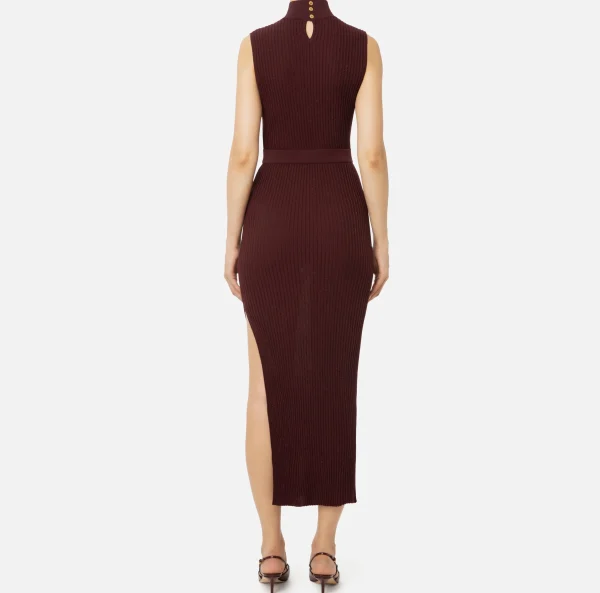 Elisabetta Franchi Abiti In Maglia | Abiti^Abito midi in viscosa e lurex a costine RougeNoir